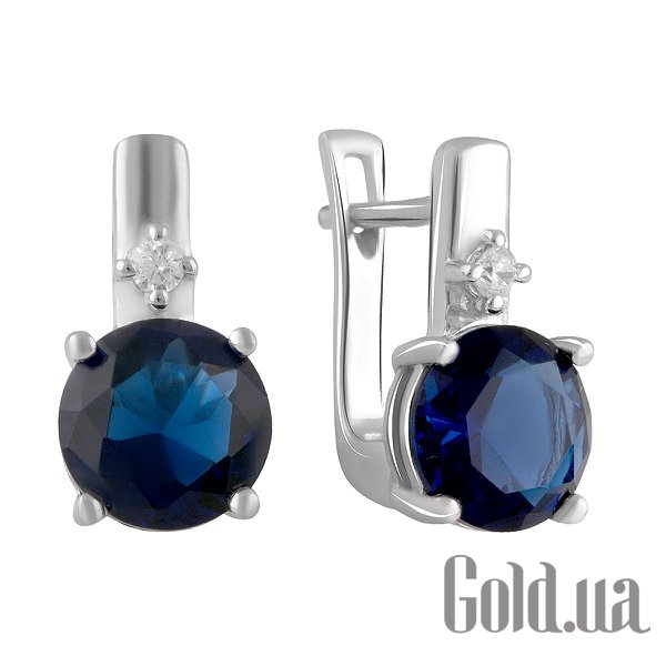 

Серьги Fresh Jewelry, Серебряные серьги с куб. циркониями и синт. сапфирами