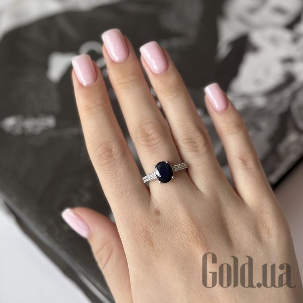 Каблучка Fresh Jewelry Жіноча срібна каблучка з куб. цирконіями і сапфіром, 18.5