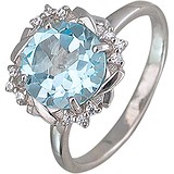 Женское серебряное кольцо с куб. циркониями и топазом, 1617691