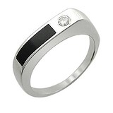 Мужское серебряное кольцо с куб. цирконием и ониксом, 1625627