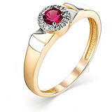 Женское золотое кольцо с бриллиантами и рубином, 1644059