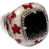 Женское серебряное кольцо с куб. циркониями и ювелирным стеклом, 1650715