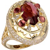 Женское серебряное кольцо с куб. циркониями в позолоте, 1669403