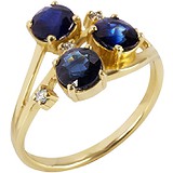 Женское золотое кольцо с сапфирами и бриллиантами, 1673499