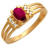 Женское золотое кольцо с бриллиантами и рубином, 1712155