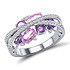 Женское серебряное кольцо с куб.циркониями и аметистами - фото 1