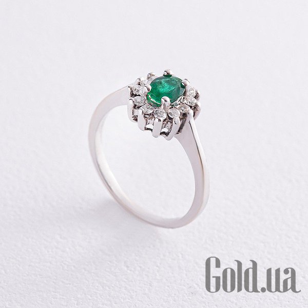 

Кольцо Украина, Женское золотое кольцо с изумрудом и бриллиантами, 16