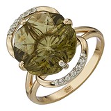 Женское золотое кольцо с кварцем и куб. циркониями, 1531676