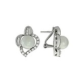 Срібні сережки з перлами і куб. цирконіями, 1533724