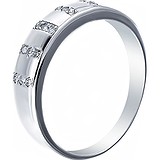 Серебряное обручальное кольцо с бриллиантами, 1646108