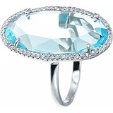 Женское серебряное кольцо с куб. циркониями и ювелирным стеклом, 1669916