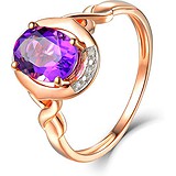 Женское золотое кольцо с бриллиантами и аметистом, 1713692