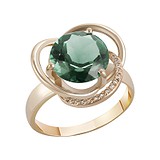 Женское золотое кольцо с кварцем и куб. циркониями, 290844