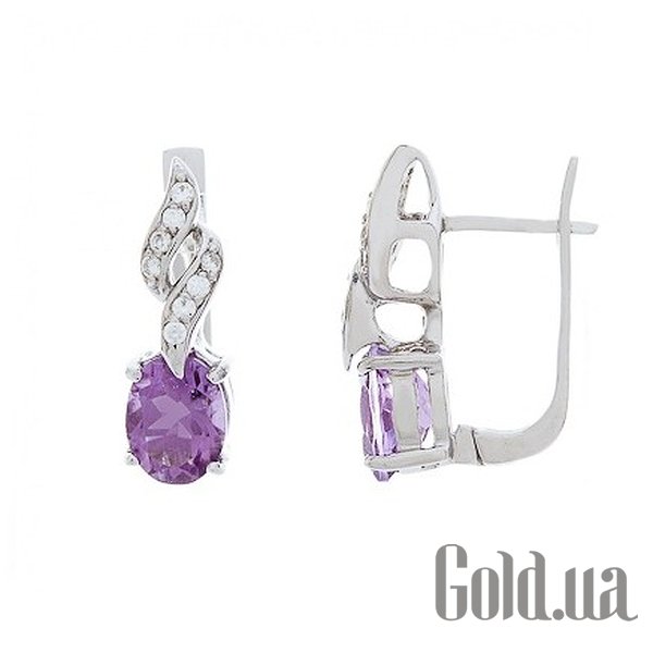 

Серьги Lurie Jewelry, Серебряные серьги с аметистами и куб. циркониями