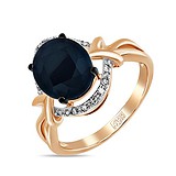 Женское золотое кольцо с бриллиантами и сапфиром, 1547549