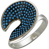 Женское серебряное кольцо с синт. бирюзой, 1610781