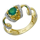 Женское золотое кольцо с бриллиантами и изумрудом, 1625373