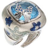 Женское серебряное кольцо с куб. циркониями и ювелирным стеклом, 1650717