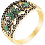 Женское золотое кольцо с бриллиантами и изумрудами, 1654813
