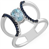 Женское серебряное кольцо с куб. циркониями и топазом, 1665821