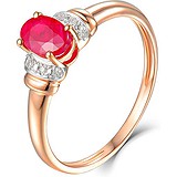 Женское золотое кольцо с бриллиантами и рубином, 1705501