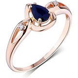Женское золотое кольцо с бриллиантами и сапфиром, 1713693