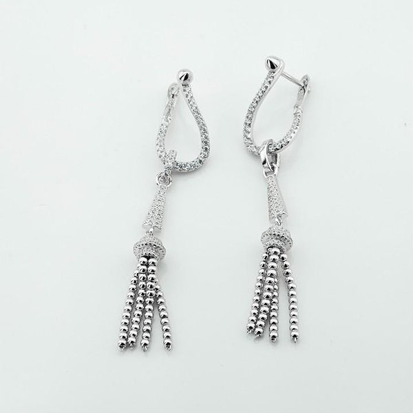 Серебряные серьги с куб. циркониями DIA3202873 – изображение 2
