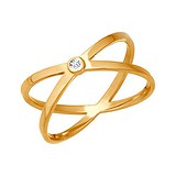 SOKOLOV Женское золотое кольцо с куб. цирконием, 1512478