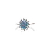 Женское серебряное кольцо с куб. циркониями и синт. опалом, 1546270