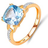 Женское золотое кольцо с бриллиантами и топазом, 1602846