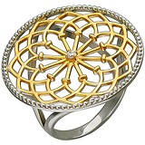 Женское серебряное кольцо с куб. цирконием в позолоте, 1621790