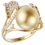Жіноча золота каблучка з діамантами і перлами, 1646110