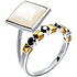 Женское серебряное кольцо с куб. циркониями и перламутром в позолоте - фото 1