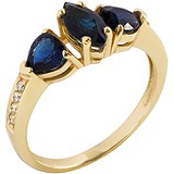 Женское золотое кольцо с сапфирами и бриллиантами, 1673502