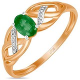 Женское золотое кольцо с бриллиантами и изумрудом, 1700894