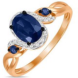 Женское золотое кольцо с бриллиантами и сапфирами, 1703454