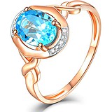 Женское золотое кольцо с бриллиантами и топазом, 1713694