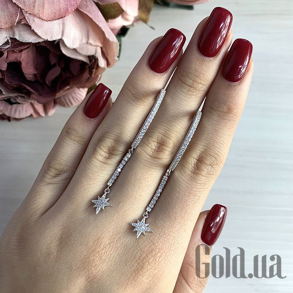 Сережки з підвісками Fresh Jewelry Срібні сережки з куб. цирконіями