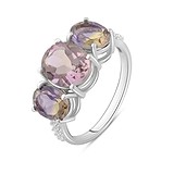 Женское серебряное кольцо с куб. циркониями и синт. аметринами (2088257), фотографии