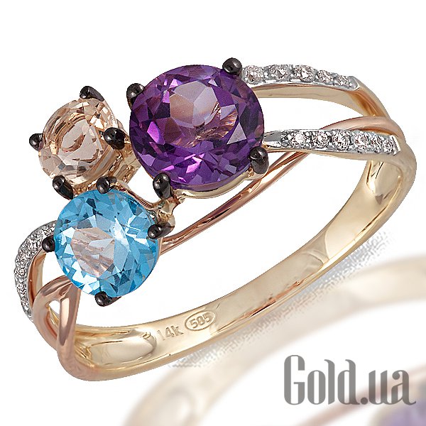 

Кольцо Lurie Jewelry, Женское золотое кольцо с бриллиантами и полудрагоценными камнями, 17.5