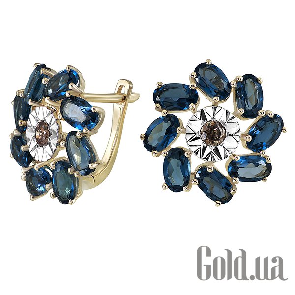 

Серьги Lurie Jewelry, Золотые серьги с бриллиантами и топазами