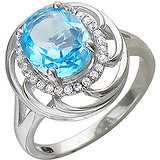 Женское серебряное кольцо с куб. циркониями и топазом, 1612575
