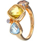 Женское золотое кольцо с бриллиантами и куб. циркониями, 1625375