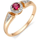 Женское золотое кольцо с бриллиантами и рубином, 1649439