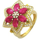 Женское золотое кольцо с бриллиантами и рубинами, 1688607