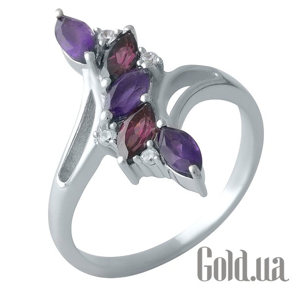 

Женские кольца Fresh Jewelry, Женское серебряное кольцо с аметистами, родолитами и куб. циркониями, 17.5