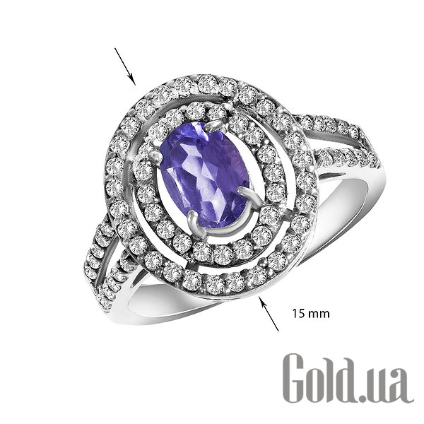 Каблучка Lurie Jewelry Жіноча срібна каблучка з аметистом і куб. цирконіями, 17.5