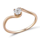 Золотое кольцо с бриллиантом, 210719