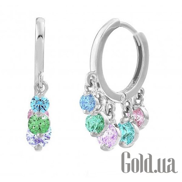 

Серьги с подвесками Украина, Золотые серьги с циркониями Swarovski Zirconia