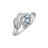 Женское серебряное кольцо с топазами и куб. цирконием, 1533728
